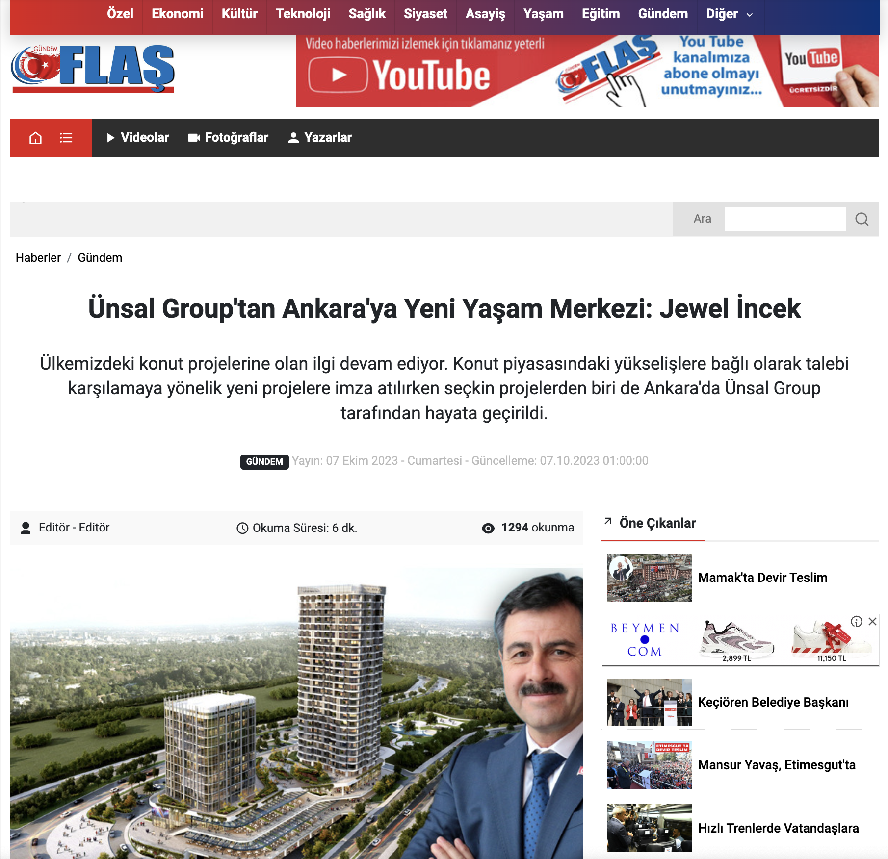 Ünsal Group'tan Ankara'ya Yeni Yaşam Merkezi: Jewel İncek