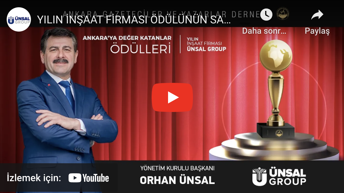 YILIN İNŞAAT FİRMASI ÖDÜLÜNÜN SAHİBİ ÜNSAL GROUP