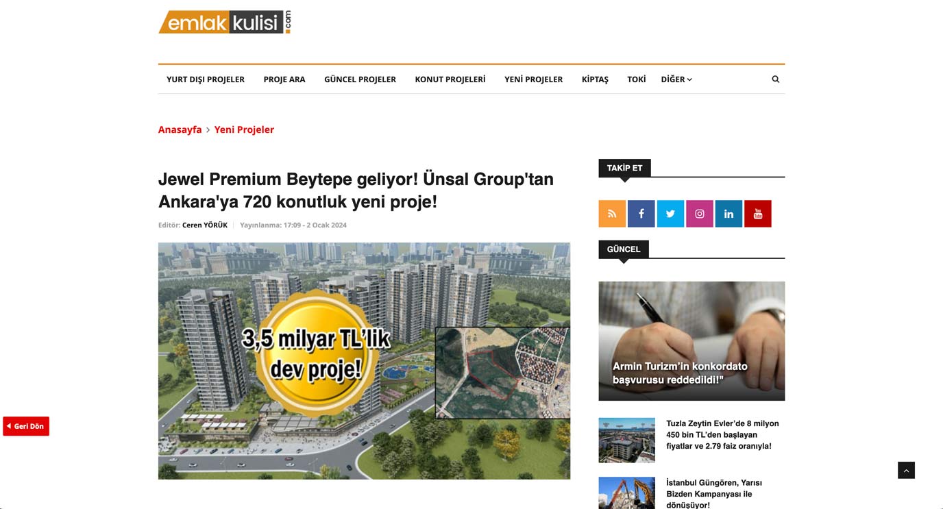 Jewel Premium Beytepe geliyor! Ünsal Group'tan Ankara'ya 720 konutluk yeni proje!